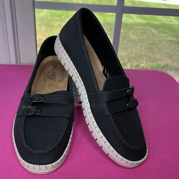 Bongro Black Loafers with White Soles - Picture 1 of 7